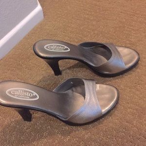 Metallic leather slides